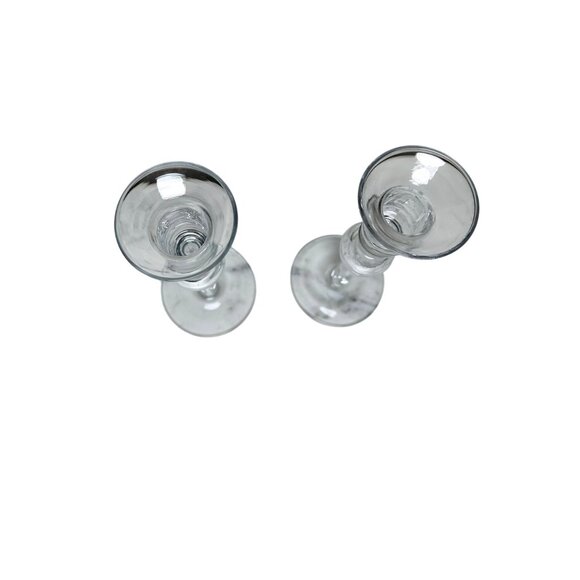 Vintage Glass Candle Holders Set Of 2 Clear Tall Elegant Design Taper Candle 10" - Picture 3 of 5